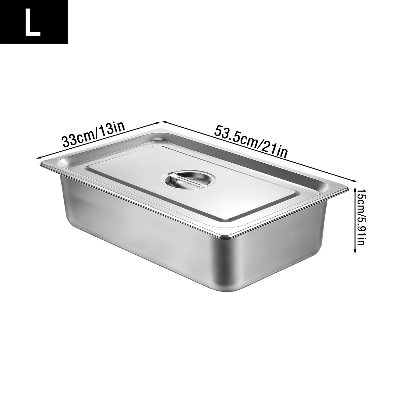 TEMU 1/2pcs Stainless Steel Hotel Pan, Extra Large Size, 1/1 Size, With Lid, Durable And Easy To Clean, Commercial Buffet Tray, Suitable For Home,