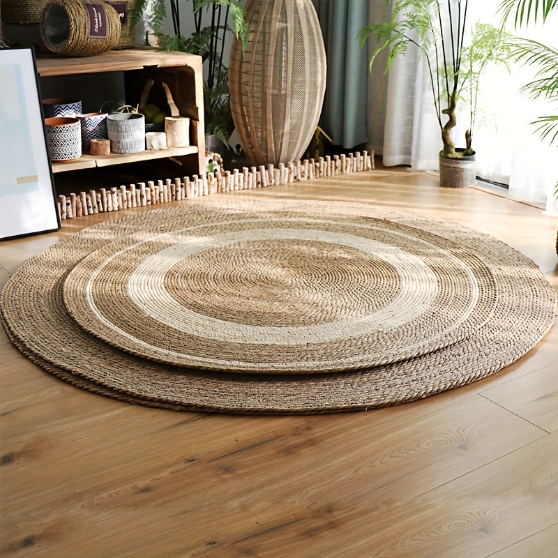 TEMU Round Braided Rug Pad - Linen, , , Lightweight, Low Pile, Handmade – For Room, Bedroom Décor – For Christmas, Halloween, Easter, Thanksgiving, Mother's Day