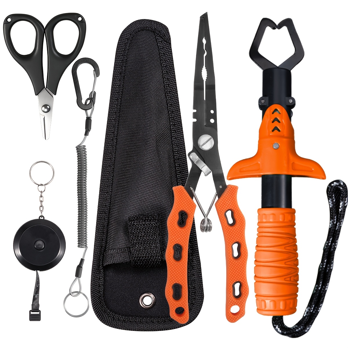 TEMU Ralera Stainless Steel Multi-functional Fishing Pliers - Removal & Line Cutting, Fish Control Tool, Coating For Durability, For , Fishing Gear,