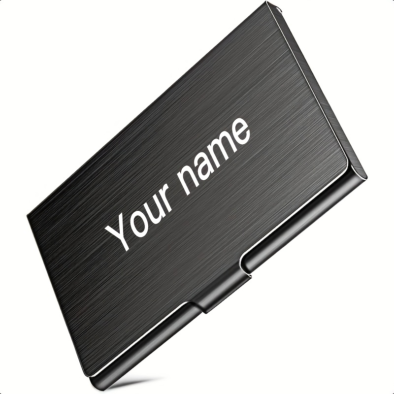 TEMU Personalized Custom Card Holder, Stainless Steel Business Card Case, Engraved Gift For Her, Self- Text And Number, Ideal For Gifting