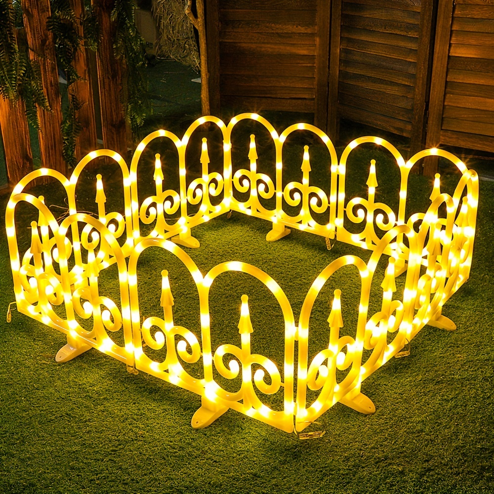 

Solar-powered Fence Lights For Christmas & Holidays -, Dimmable Led Decor | Perfect Outdoor Party Lighting Gift