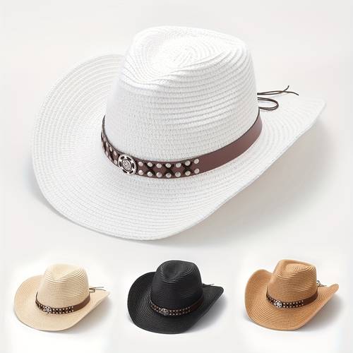 Mens Wide Brim Straw Cowboy Hats - Temu