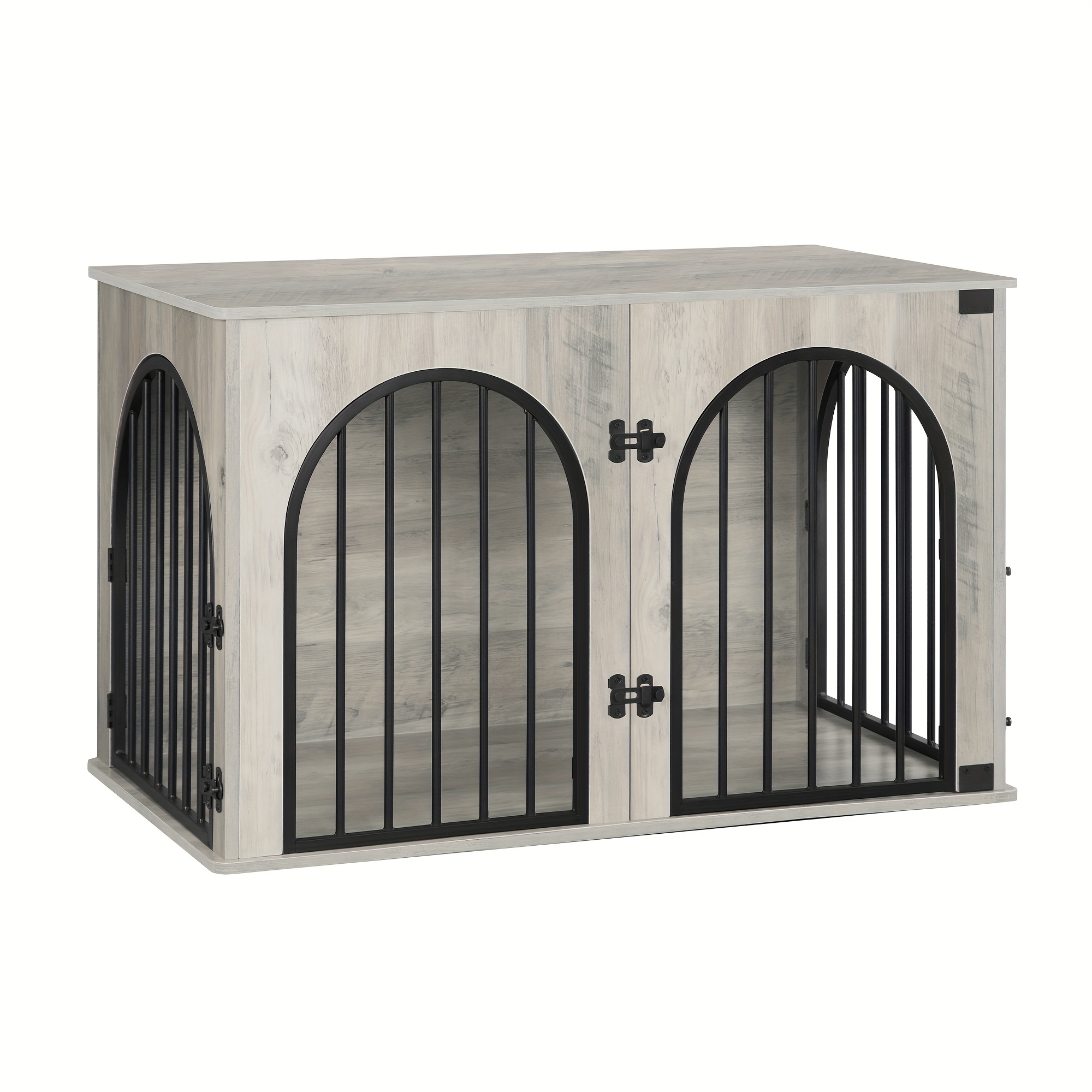 Image of Dog Cage Furniture, 100cm Dog Box, 3 Doors, Arched Door, Modern Indoor Dog Box For Dogs Up To 100kg, Side Table, Dog Cage For Home