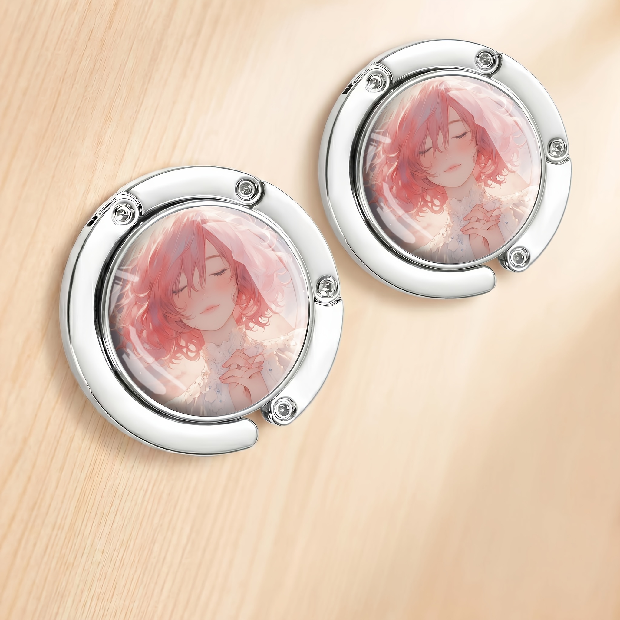 1/2pcs Elegant Artistic Girl Design Folding Handbag Hooks