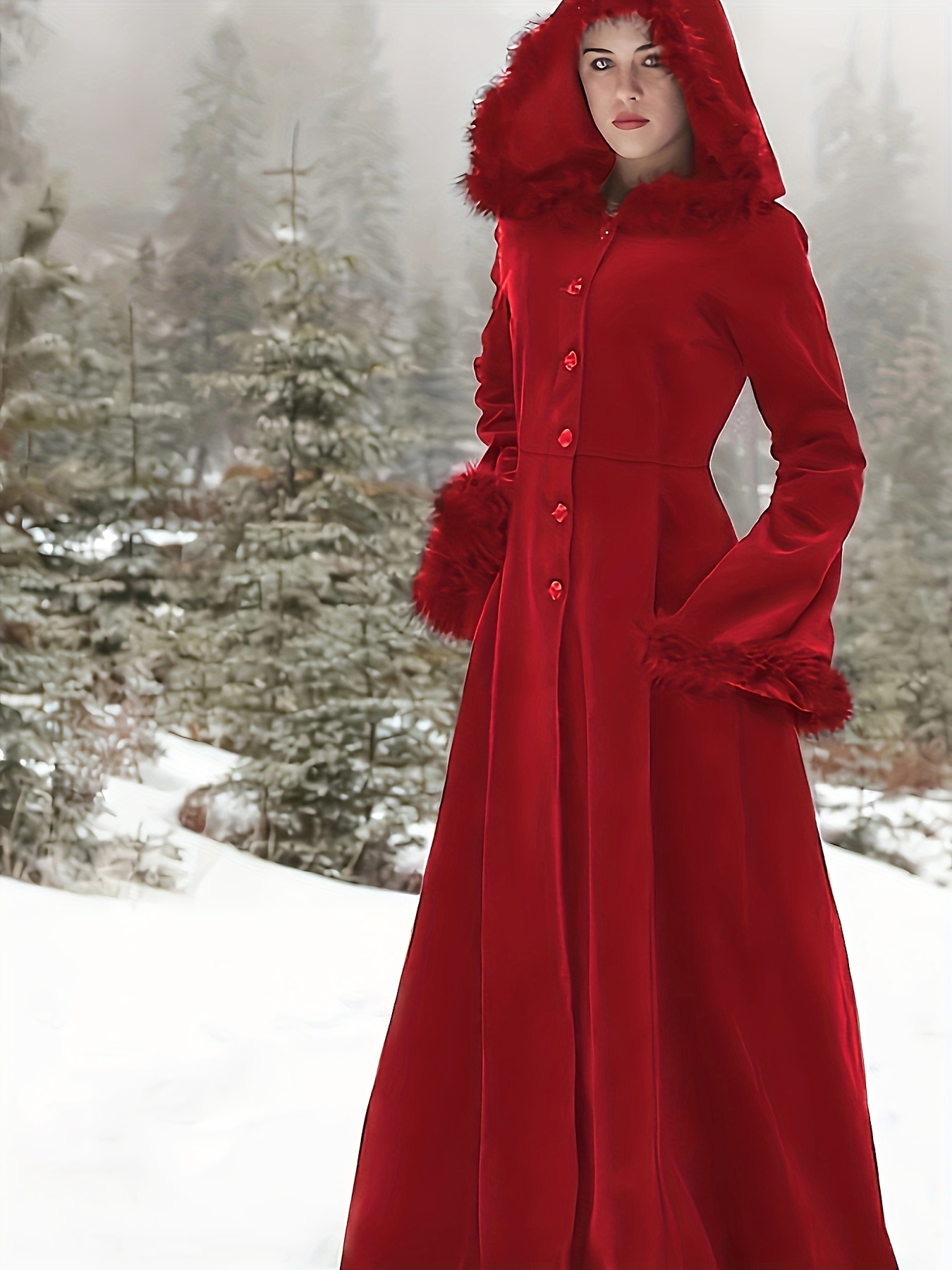 victorian winter coat faux fur trim long sleeve corset - Temu