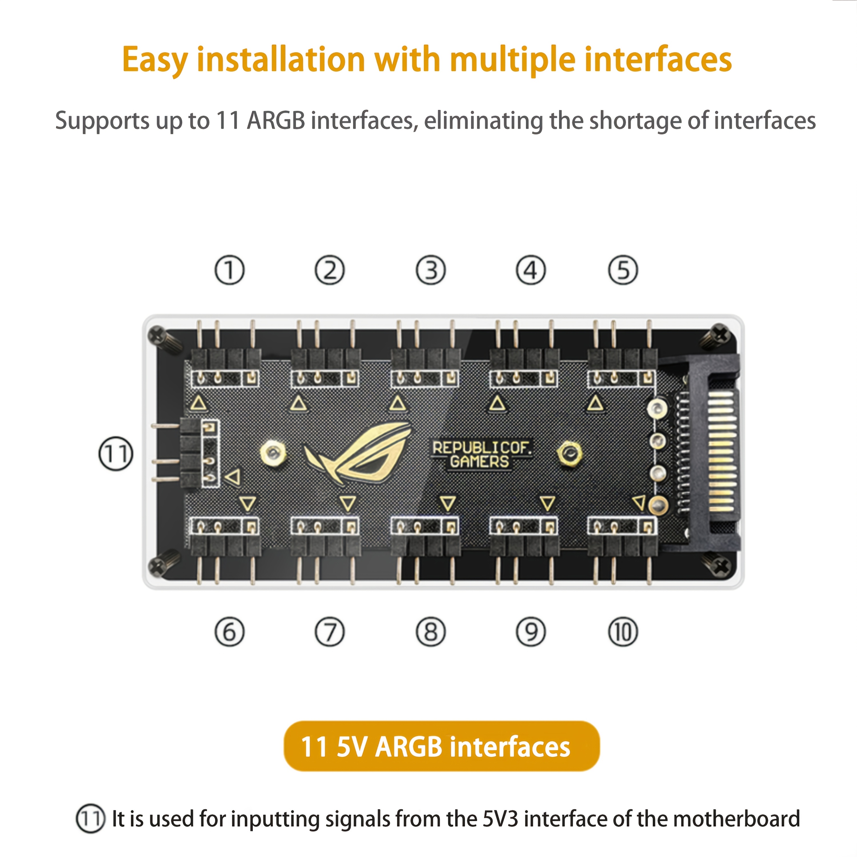 Hub ARGB Da 5 V a 3 Pin Con Alloggiamento, Incluso Cavo Di