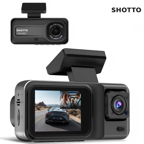 imagen del artículo shotto grabadora para coche full hd, grabación simultánea delantera y trasera, lente delantera 1080p y lente 720p, cámara dvr para coche, vista de 170°, visión nocturna , mini cámara de tablero, compatible con los modelos, protección de estacionamiento