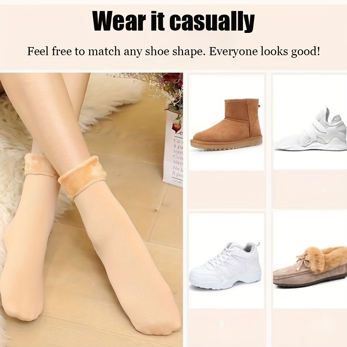 Solid Thick Warm Snow Socks, Warm Plush Lined Mid-calf Floor Socks For Fall & Winter, Women's Stockings & Hosiery For Winter