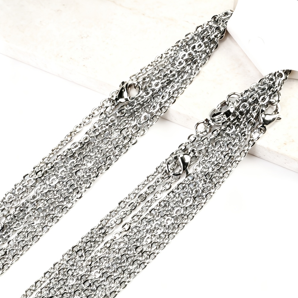 5-Pack Stainless Steel O-Shaped Chains, Unisex Vintage Style