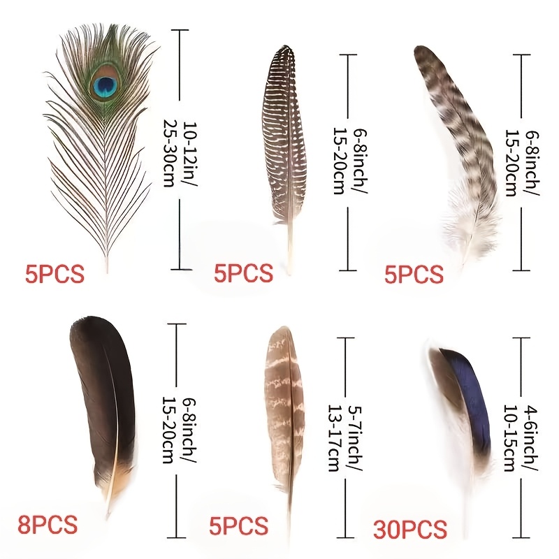 TEMU 6 Estilos de Sets de Plumas Artesanales, Total de 58 piezas, Ideal para Fiestas de , Despedidas de Soltero, Fiestas de Coche, Fabricación de