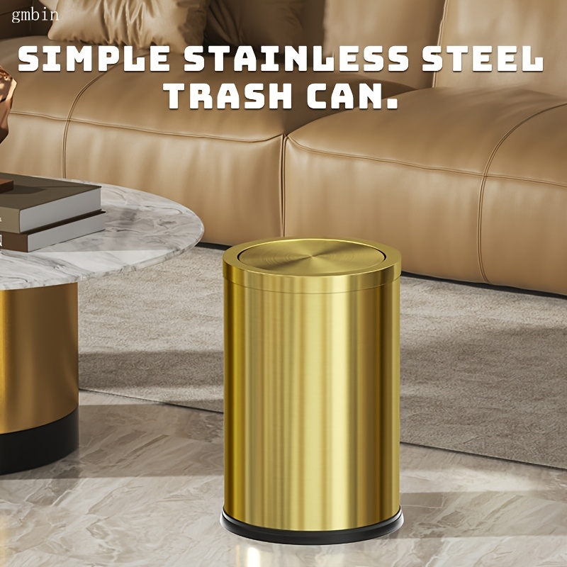 

1pc Gmbin Stainless Steel Trash Can Swinging Lid - , , For Odor And , Suitable For , Kitchen, Bathroom - No Battery