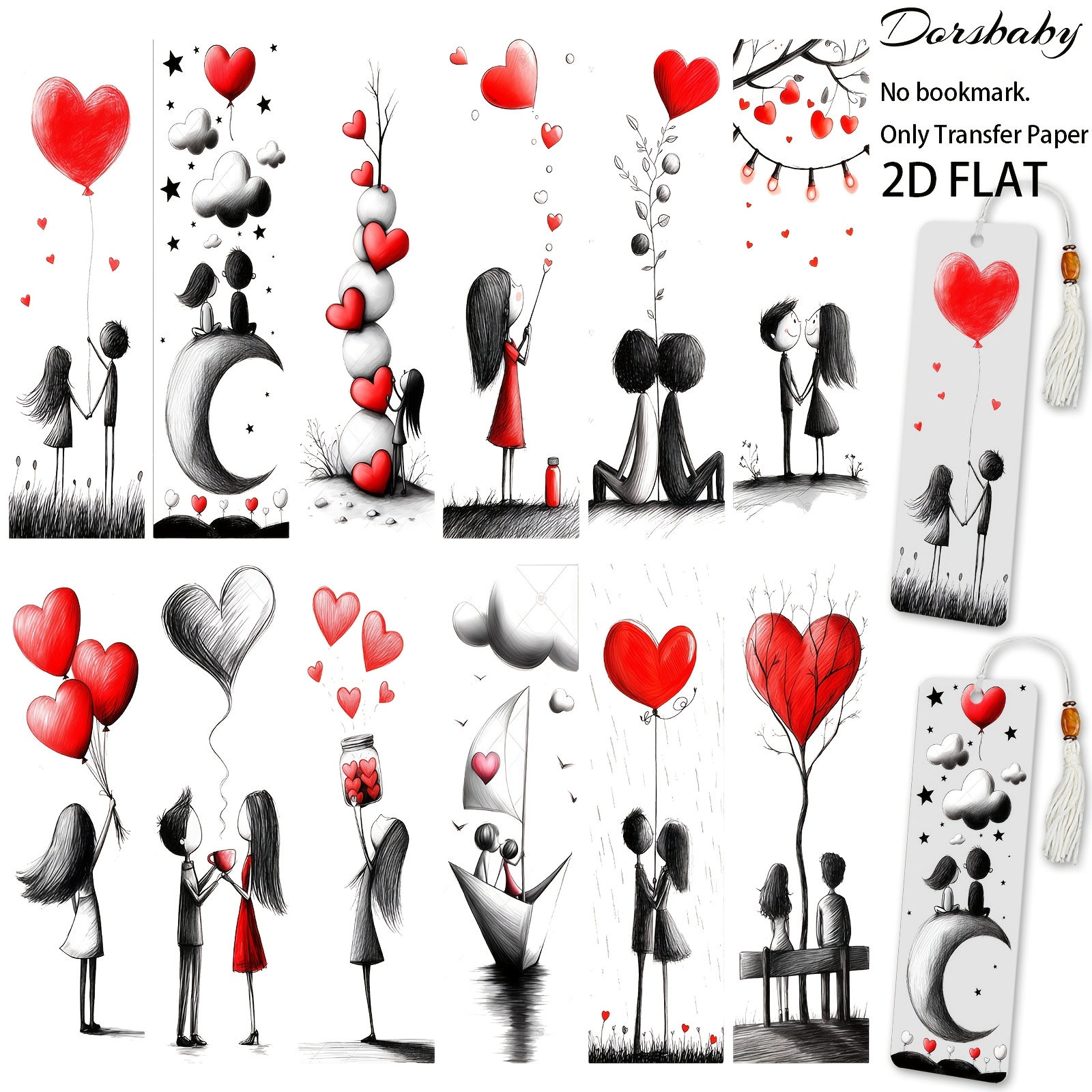 TEMU 24 pièces Transfert à UV DTF style pour marque-pages, longue bande florale pour bocaux en verre, règles en acrylique, accents décoratifs multi-