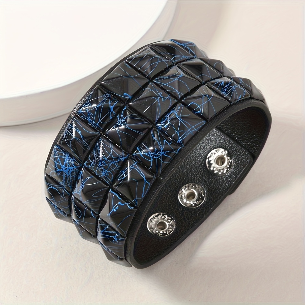 PU Fashion Bracelet with Multicolor Square Buckle, Unisex