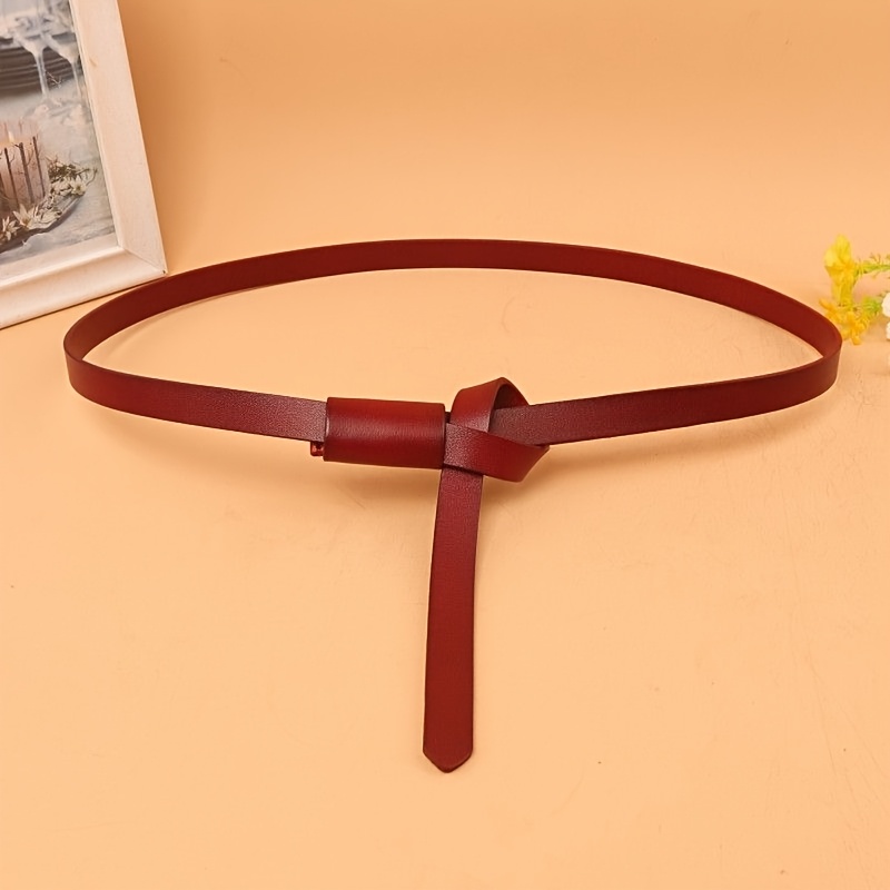 TEMU Ceinture étroite pour femmes 1,3 cm, design noué, robe, jeans, ceinture décontractée à la taille, accessoire