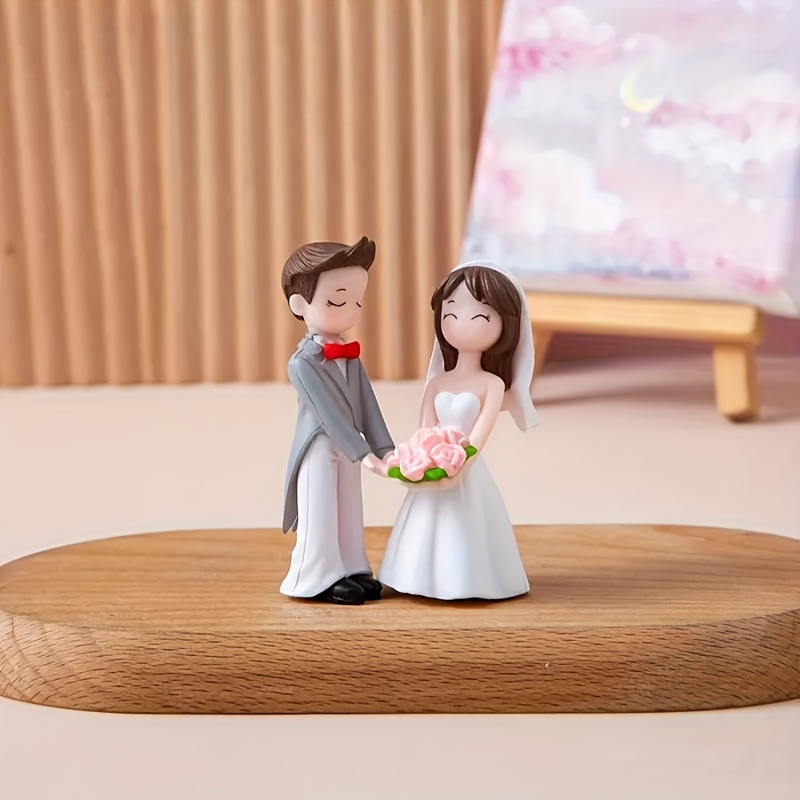 

Miniature Figurines Set - Romantic Wedding & Decor, Diy Ornaments In Love-themed Settings, Plastic, No Power Required, Wedding Decorations