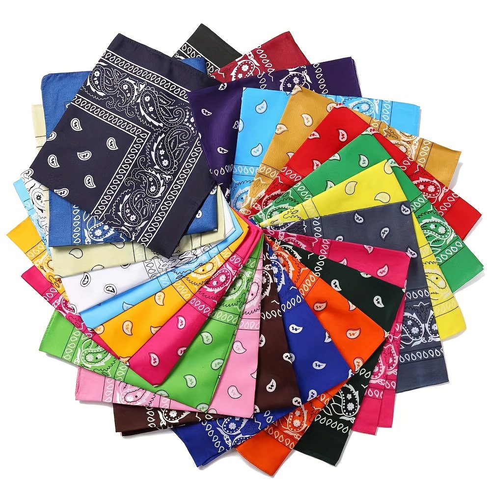 

12pcs Vibrant Paisley Bandanas - Polyester Headscarves, Multifunctional & Washable, Ideal For Outdoor Activities, Unique Pattern Placement, Hand Wash/