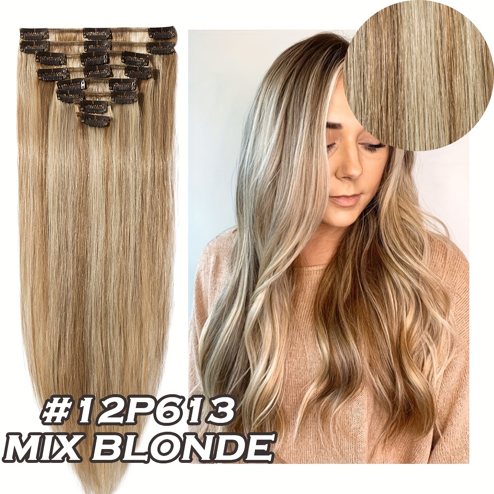 clip in hair extensions hairpieces 16 24 inch hair extensions clip ins soft real human hairpieces soft natural straight human hair extensions for women use for   volumn   your beauty 8pcs 18 clips details 0