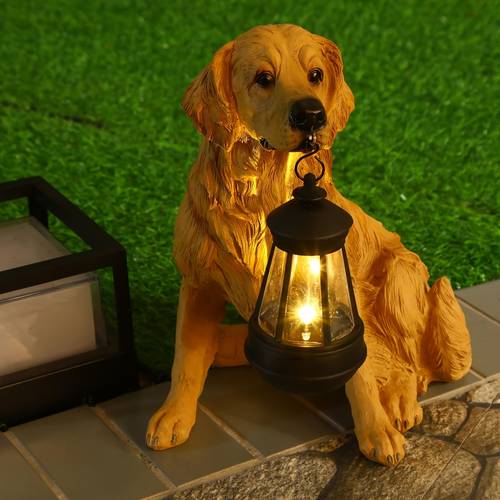 statues outdoor decor resin golden retriever statue outdoor with solar led windproof lamp lawn ornaments front yard decorations for patio lawn walkway decoration collectible figurines for room decor wall decor and seasonal d cor