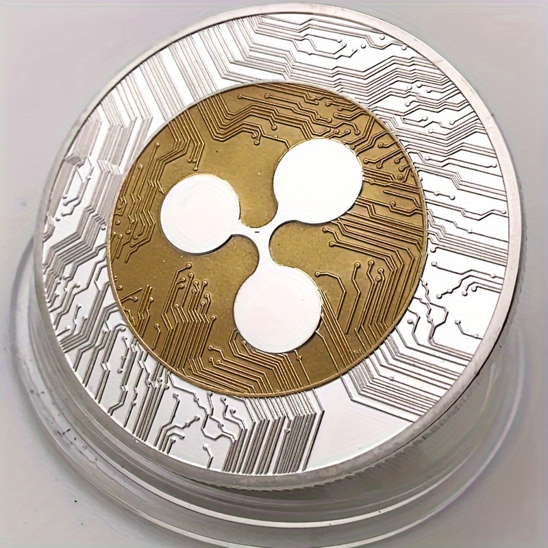 

Ripple Xrp Collectible Coin Set - Contemporary Style Metal Commemorative Plates - Round Shape Virtual Currency Souvenir