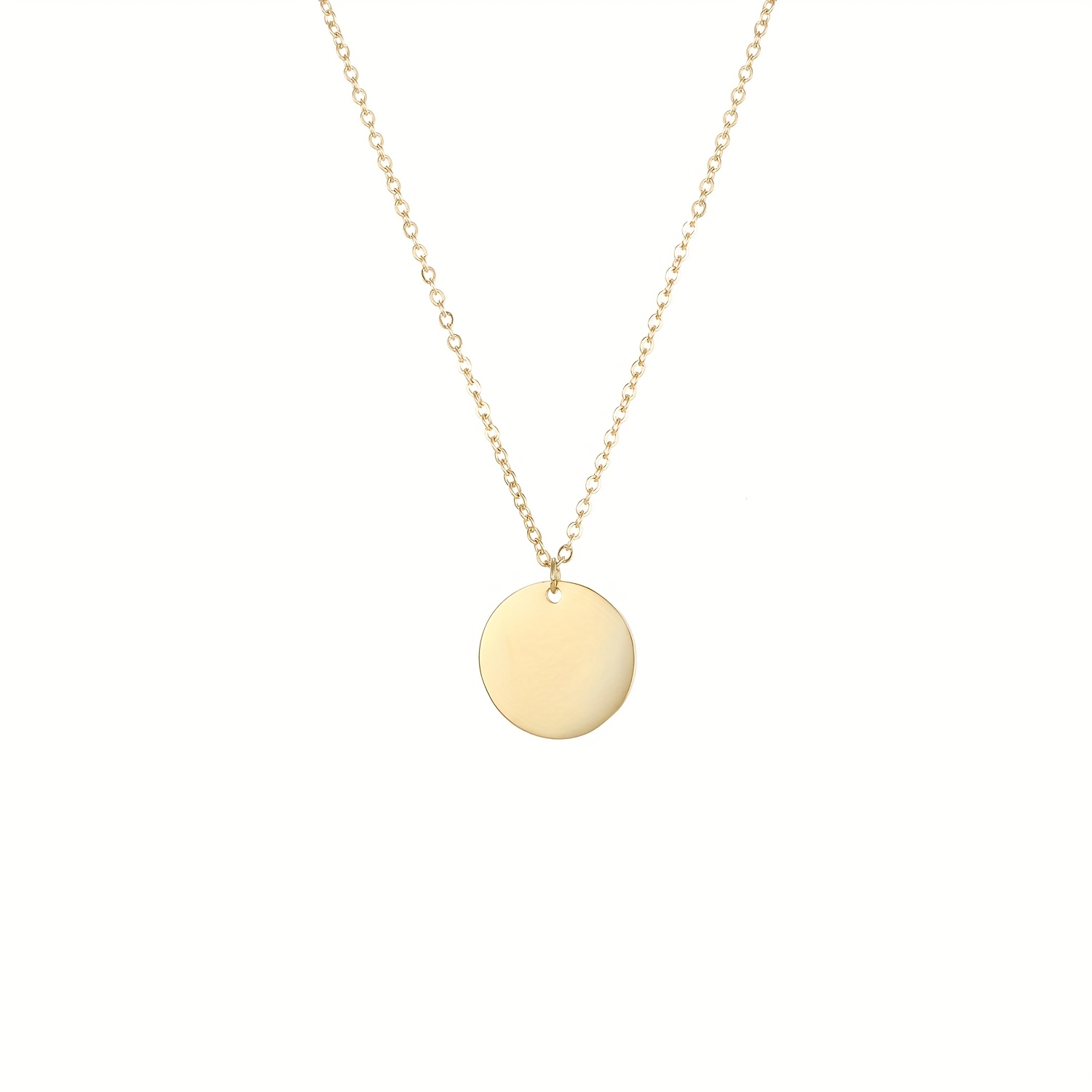 1pc Women' Steel Round Smooth Pendant Necklace - Minimalist Elegant Design, Versatile For Daily Wear & Gift, Jewelry, Everyday Accessory, , Finish