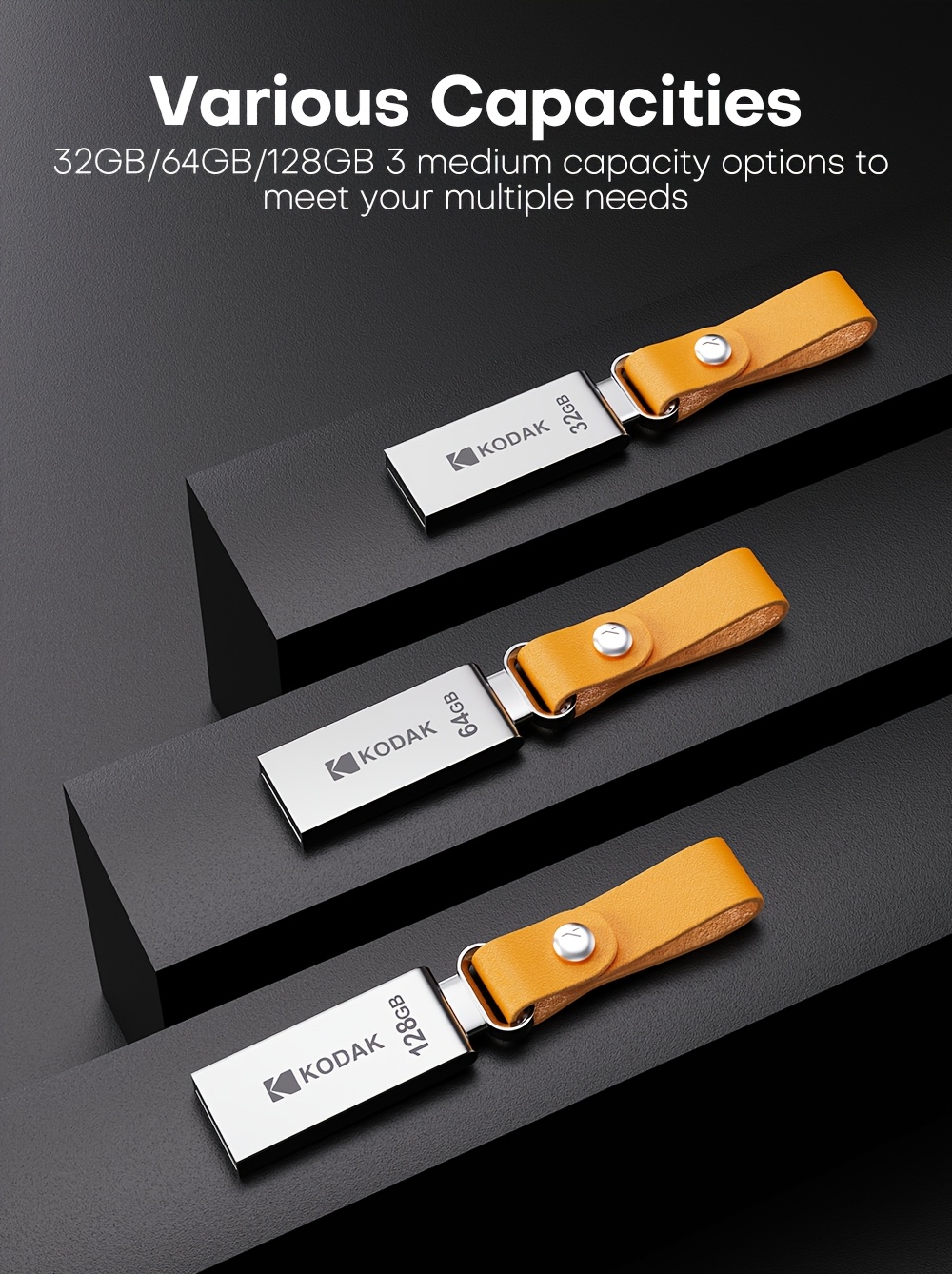kodak k122 метална серија за носење usb флеш драјв 32gb 64gb 128gb - пренослив usb 2.0 флеш драјв со јамка за клучеви за работа патување лаптоп pc автомобил аудио, компактен метален мемориски стик за секојдневно складирање на датотеки Детали за производот 5