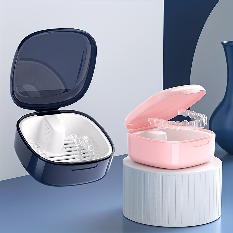 Waterproof & Moisture-Resistant Lockable  Case - Portable Teeth Straightener & Retainer Storage Box with Locking Mechanism, for orthodontic Aligners, Dentures, Night - Travel-Friendly