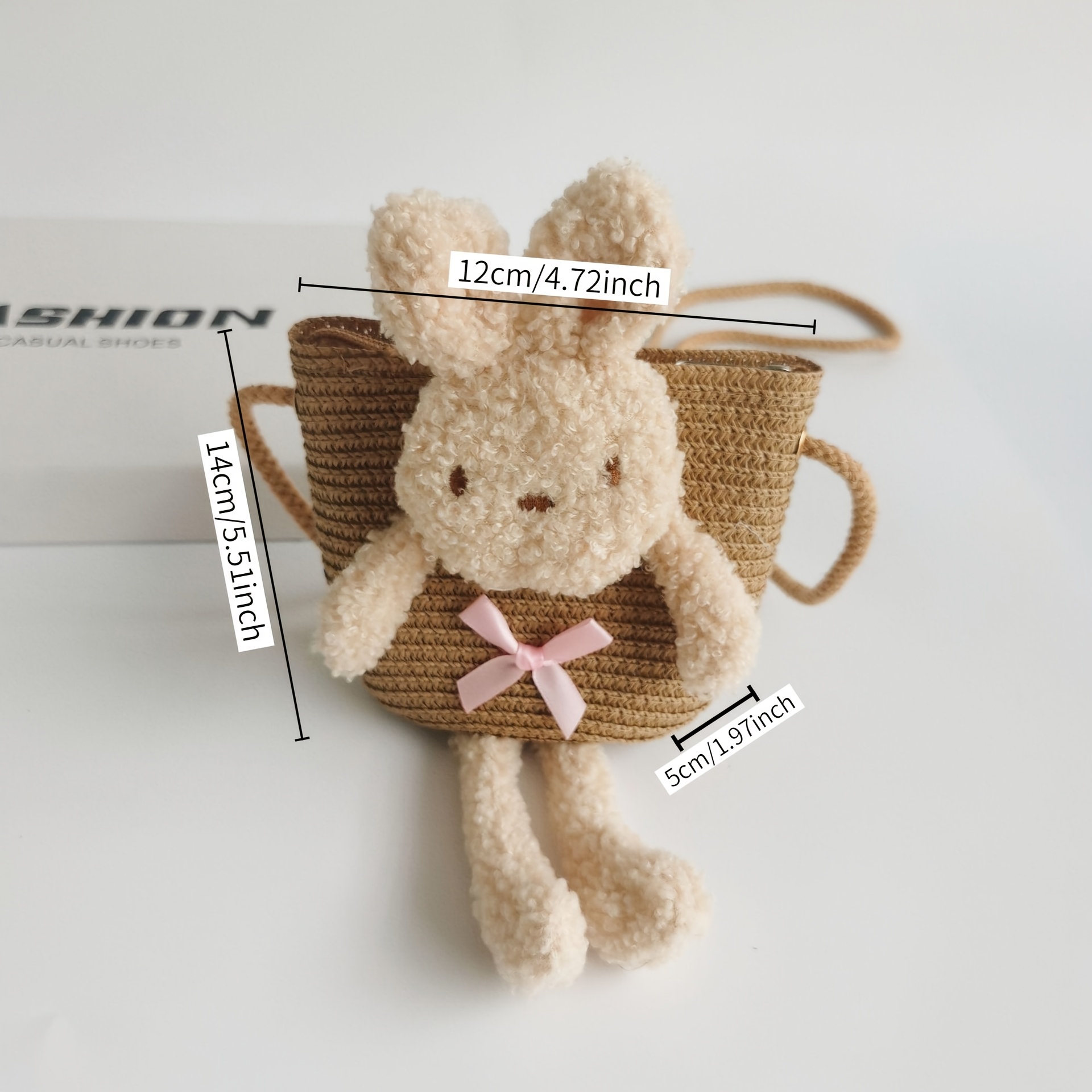 Image of 1 Cute Animal Coin Purse That Decorated, Straw Woven Small Bag Rabbit Mini Crossbody Bag, Cute Bear Coin Cartoon Used As Ornaments In