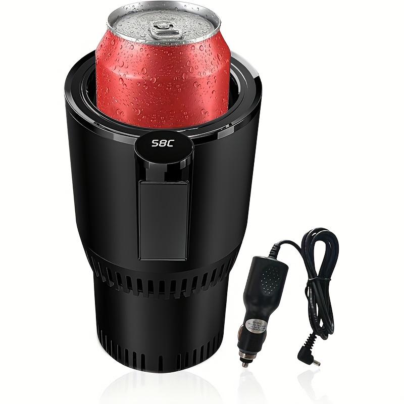 2-in-1 Car Cup Cooler And Heater, Car Cup With Led Temperature Display And Control, Drinks Cold Or Hot, Suitable For And Road , Black