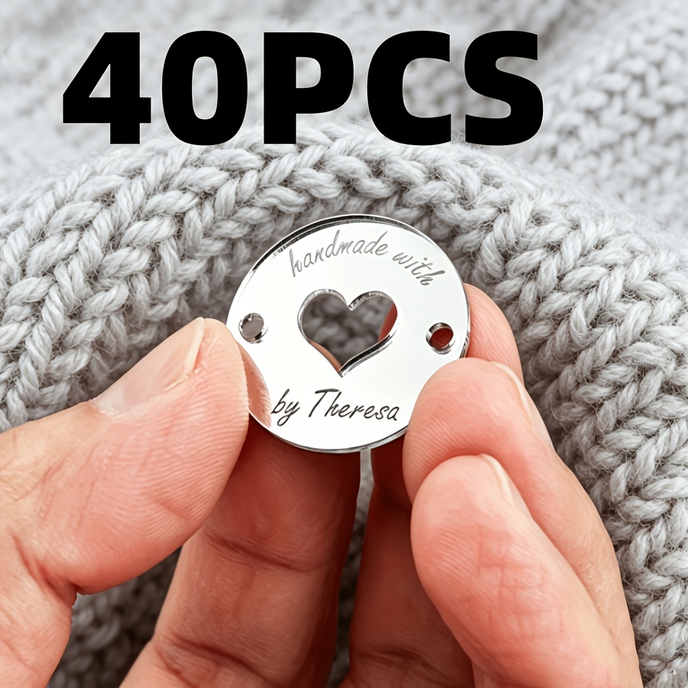TEMU Custom Engraved Buttons, Personalized Acrylic Engraved Tags For Weaving, Artisan Product Labels, Name Tags, Handmade Labels Supporting Multiple