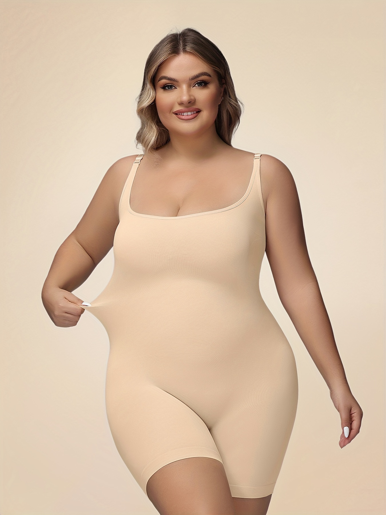 Plus Solid Shapewear Bodysuit