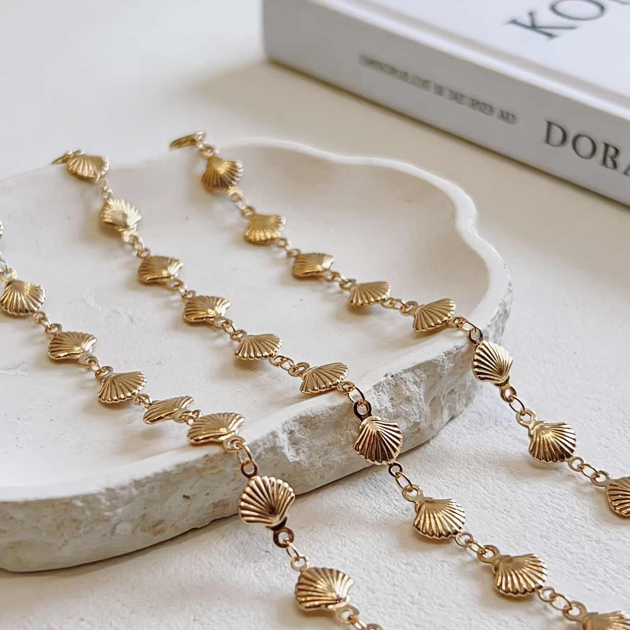 100cm 18K Golden Plated Shell-shaped Chain for DIY Jewellery