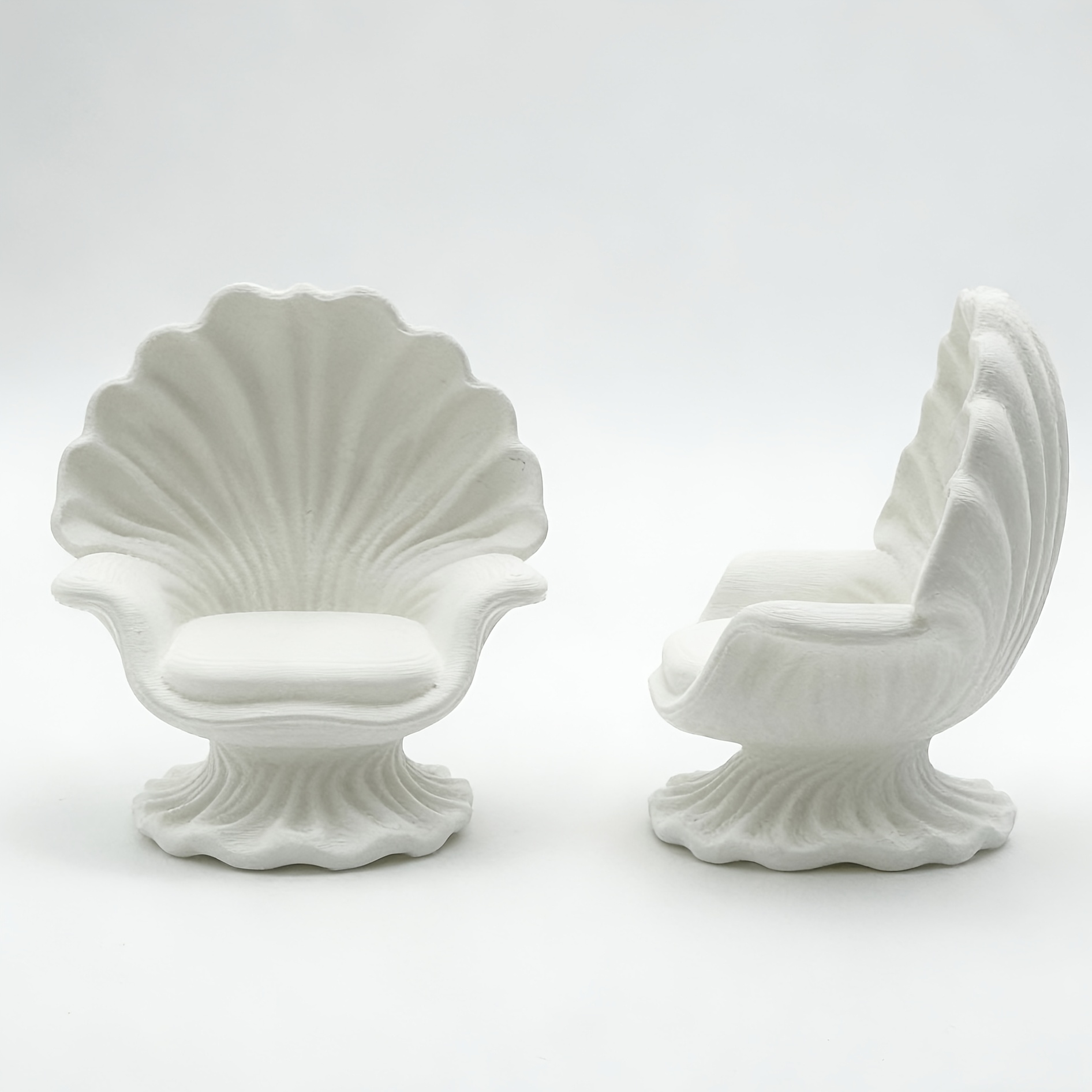 TEMU Set Of 2 Miniature Shell-shaped Single Chair Figurines, Made Of Plastic, Featuring A . Handcrafted House Additions Are Perfect For Creative