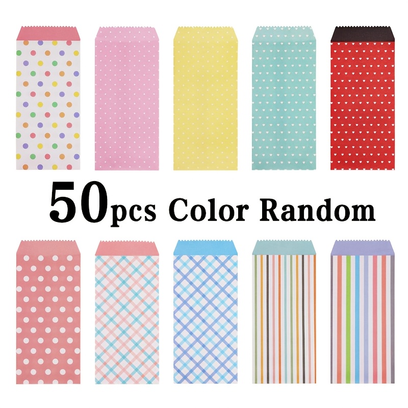 TEMU 30/50pcs Colored Letter Envelops 10 Designs- Versatile For Valentine's Day, Thanksgiving, Christmas, Father's Day & Mother's Day, , Gummed Seal,