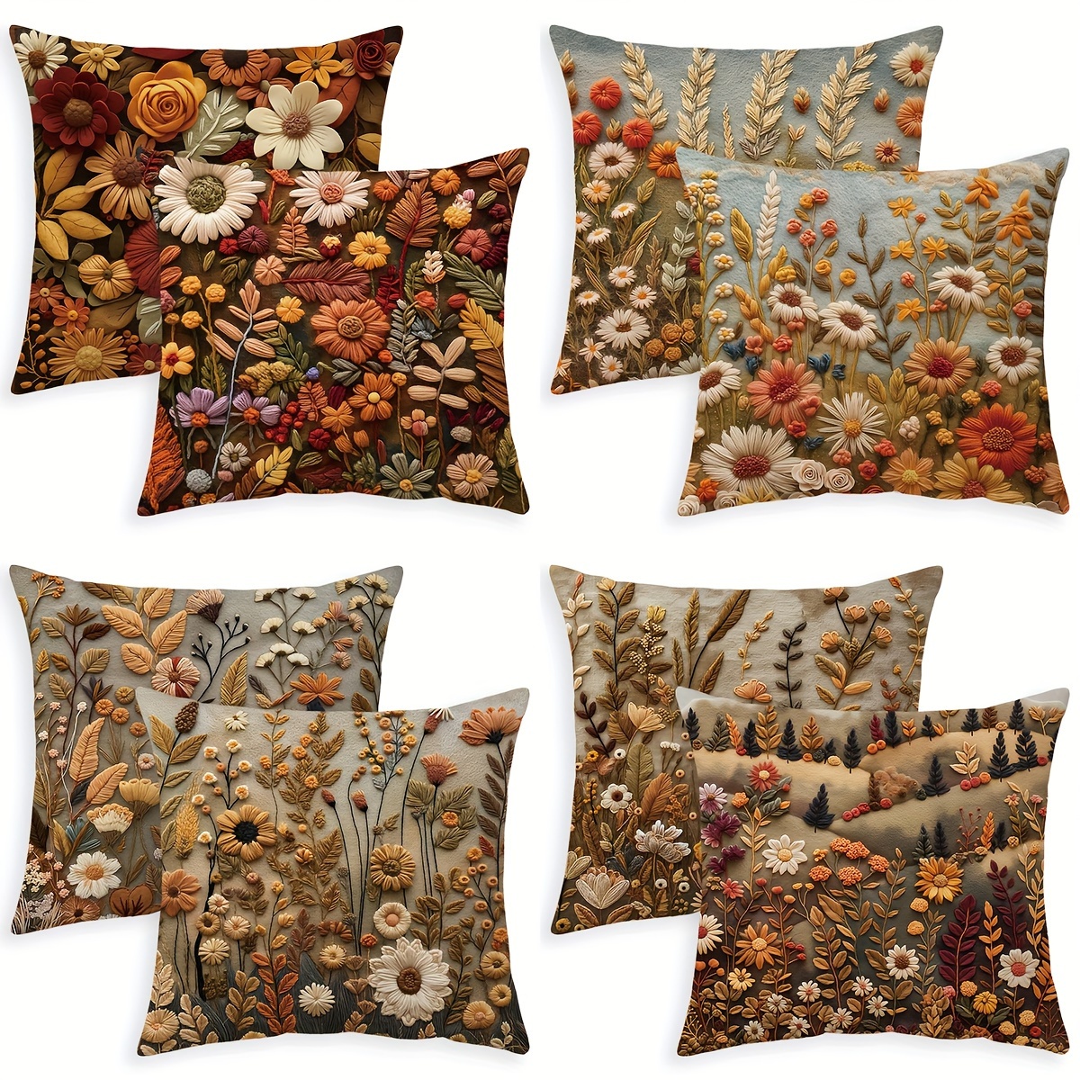 

[ des Clients] 2pcs Housses de Coussin Chic Automne Fleur Sauvage, 18x18 Pouces - Peluche Courte Douce, Fermeture Éclair, Lavable à - pour la Décoration de Ferme, Canapé & Extérieurs