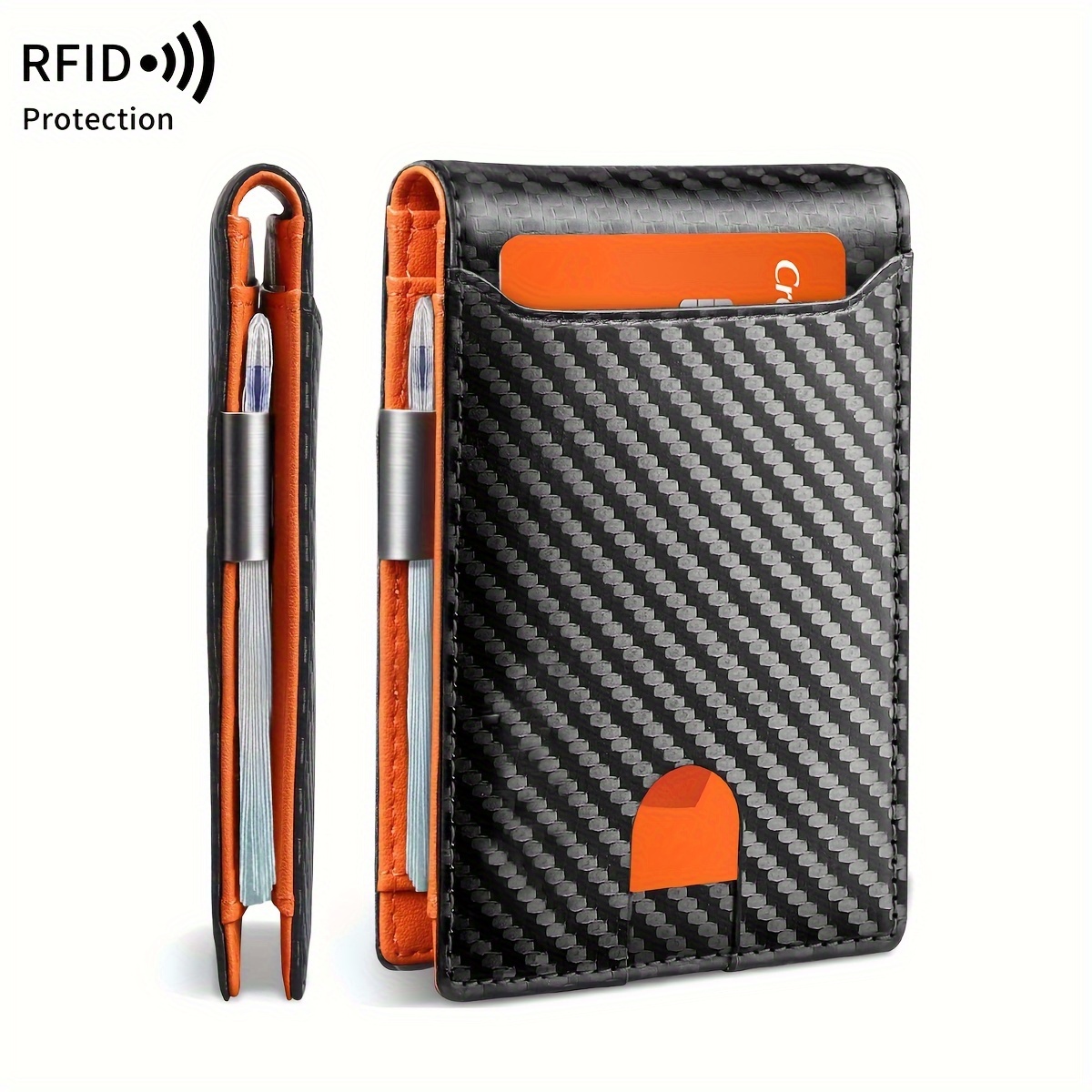 

Miyin Fiber Wallet For Men - Rfid Blocking, Multi-functional Bifold With Credit Card Slots & Money Clip, Portable Front , Ideal Gift