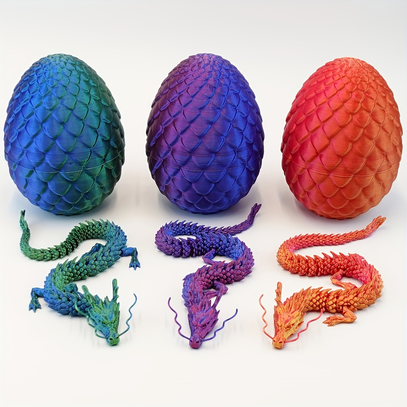 

1 Set 3d Printing Flexible Joint Dragon And Mini Dragon Eggs For Landscaping, Home Decor, Model Gifts, Office Decor, Halloween Room Decor Gothic, Creative Handheld Car Decoration Easter Gift