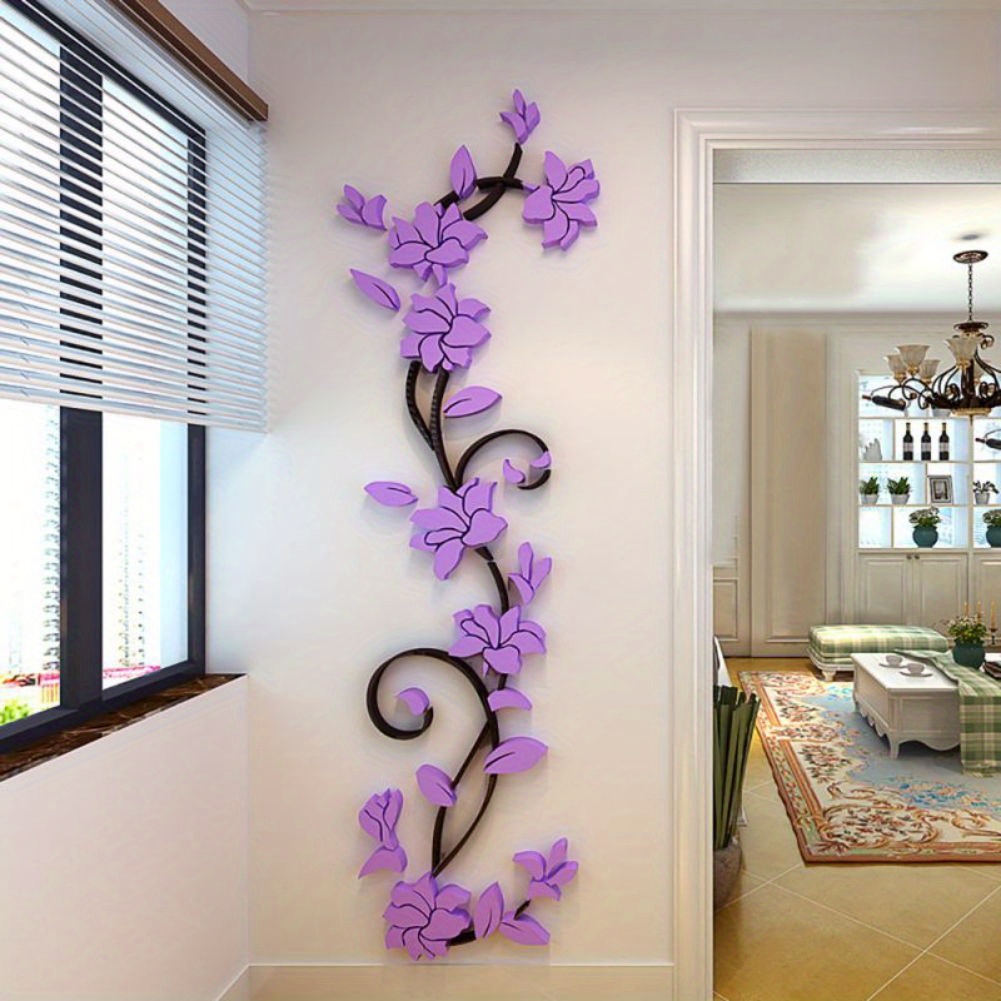 

3d Diy Removable Art Wall Stickers Vase Flower Tree Decal Home Decor Home Bedroom Decoration