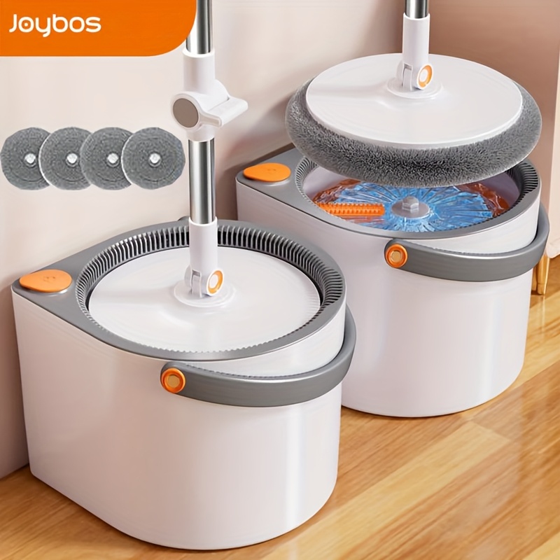 Spin Mop And -round Rotating Design With 4 Reusable Microfiber Cloths For Efficient Dry&wet Floor Cleaning For Kitchen Bathroom Bedroom