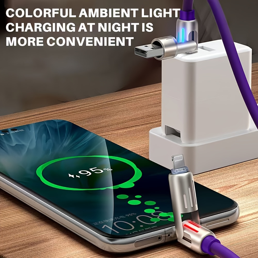 100W Max 4-in-1 USB-C Cable, PD Super Fast Charging and Data Synchronization, Silicone Material, Multi-Port Charging with Ccolor Light, Suitable for iPhone, for MacBook, for iPad, for SamSung, Xiaomi