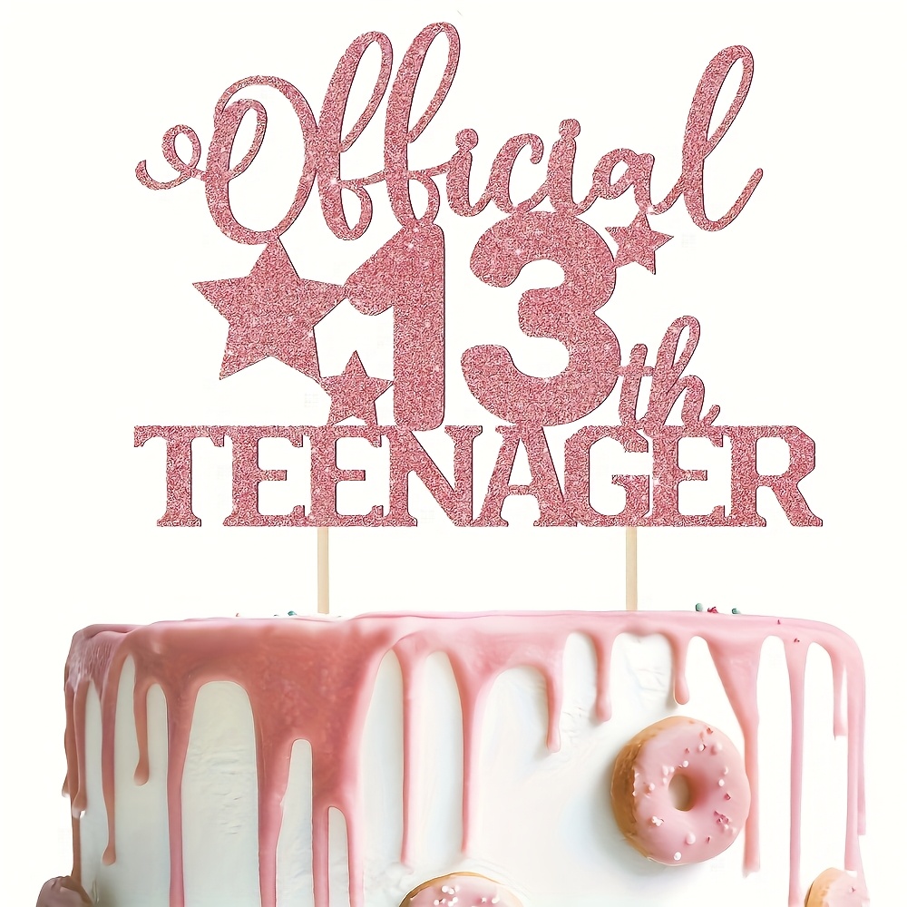 1pc Official Teenager 13 Cake Toppers For 13th Birthday Decoration Glitter Cupcake Toppers Official Teenager 13th Birthday Cake Decoration 13 Years Birthday Cake Decoration