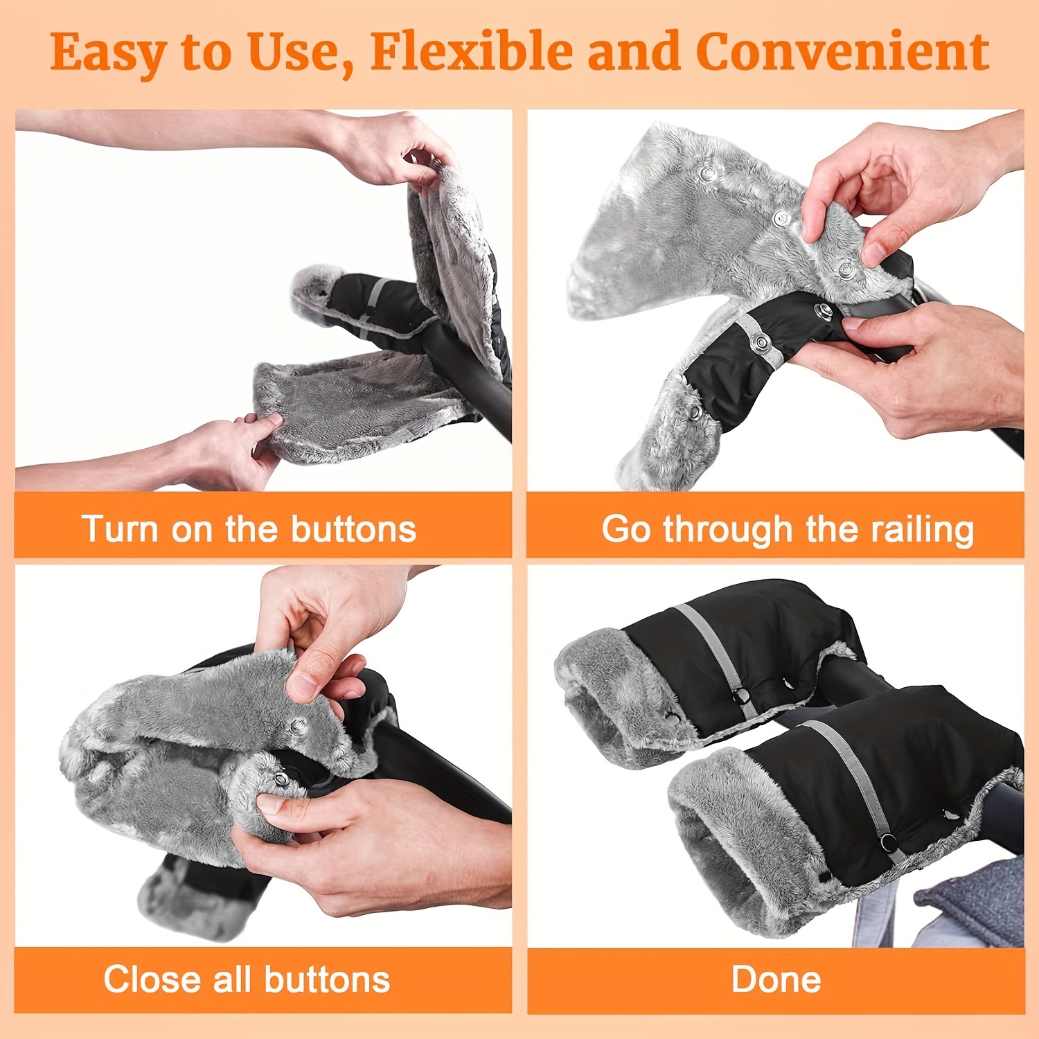 Domi Bear Stroller Warm Gloves, Windproof Waterproof Armrest Covers