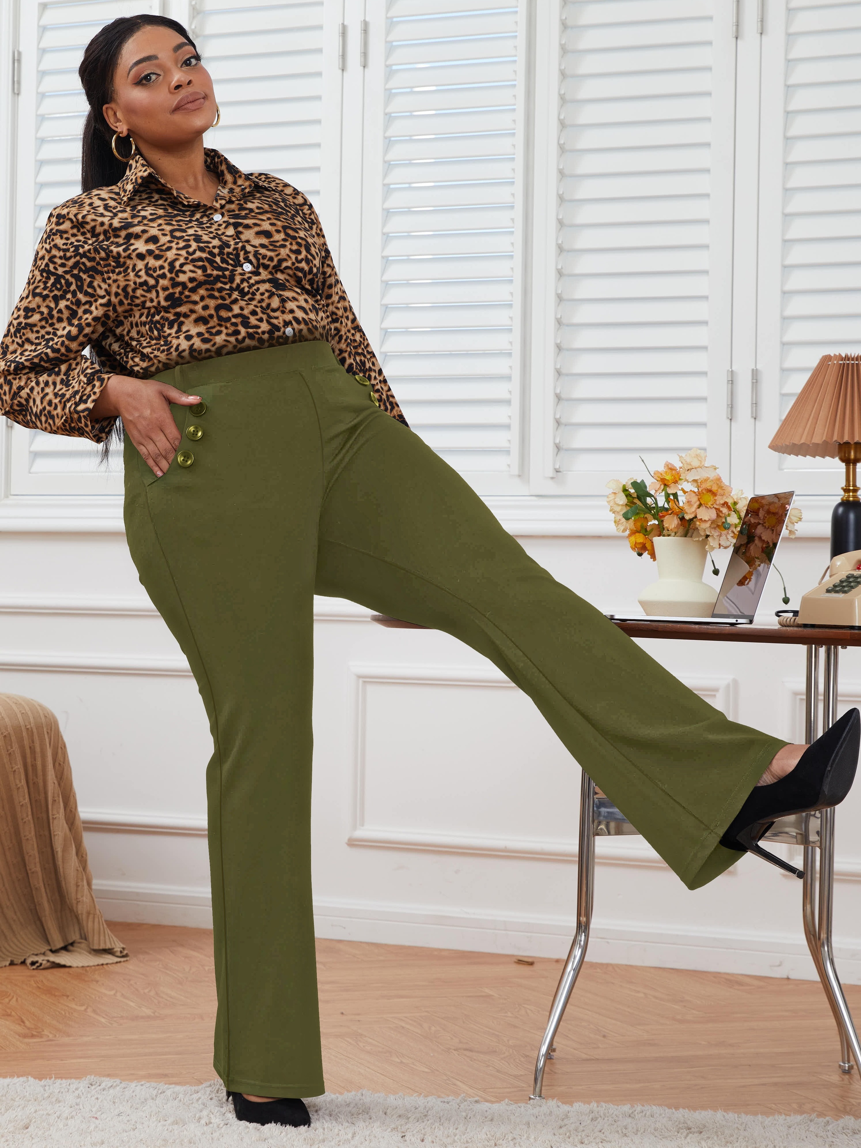 Olive pants women hotsell