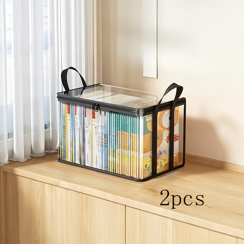 2pcs Transparent Storage Box With Heavy-duty Plastic Organizer For Books, Clothes, Snacks, Office Documents - Large Capacity Multi-functional, Home And Office Storage Basket