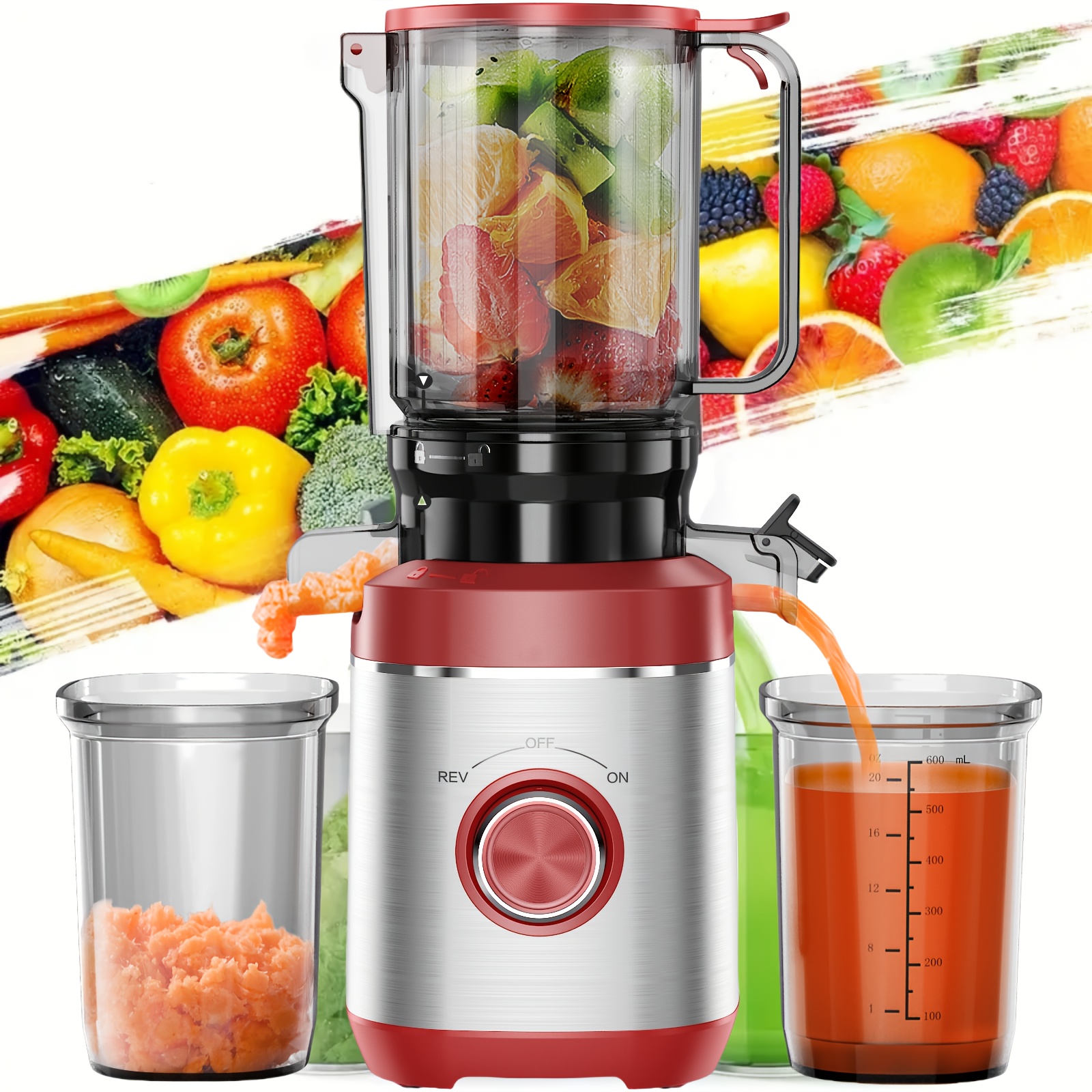 

Glowwise Masticating - , 4.35" Feeding For , Steel Blades, Bpa-free,