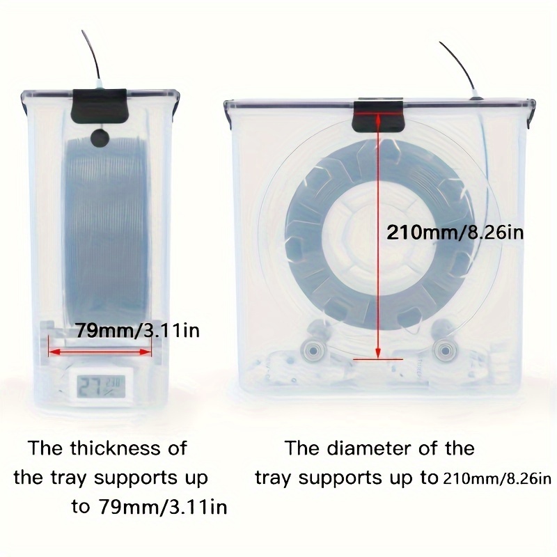 

A 3d Printer Filament Drying Box With Good Sealing, Displaying Temperature And Humidity, Transparent Color For Sealed Storage Of Pla, Suitable For Drying Boxes With 2.2-pound Feed Trays.