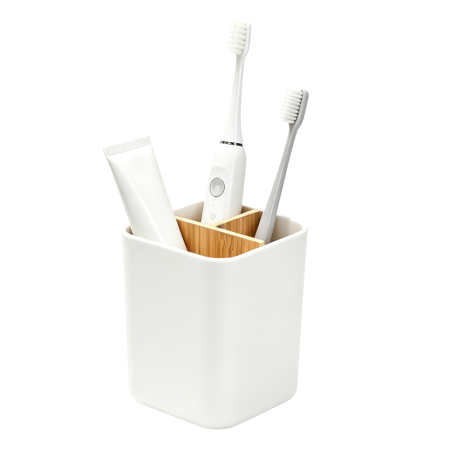 Bathroom Organizer Made Of With 3 Compartments For Toothbrushes And Toothpaste, Suitable For Electric Toothbrushes, Floss, And Razors