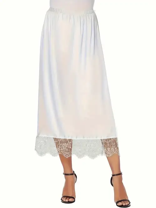 underskirt for midi dress Avidlove Half Slips for Women Underskirt Dress Extender Lace Trim Knee Length Midi Skirt