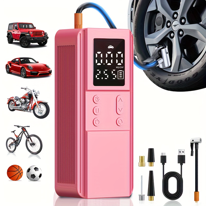 TEMU Air Pump For Car Tires, Portable Tire Inflator Air Compressor, Car Tire Air Pump, Suitable For Bicycle Tires, Motorcycle Tires, And Kinds Of