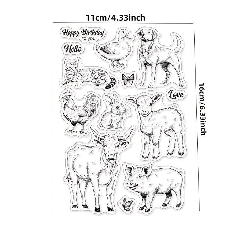 1pc Transparent Stamp Of Farm Animals For Scrapbooking, Embossing, , And Card Making Supplies