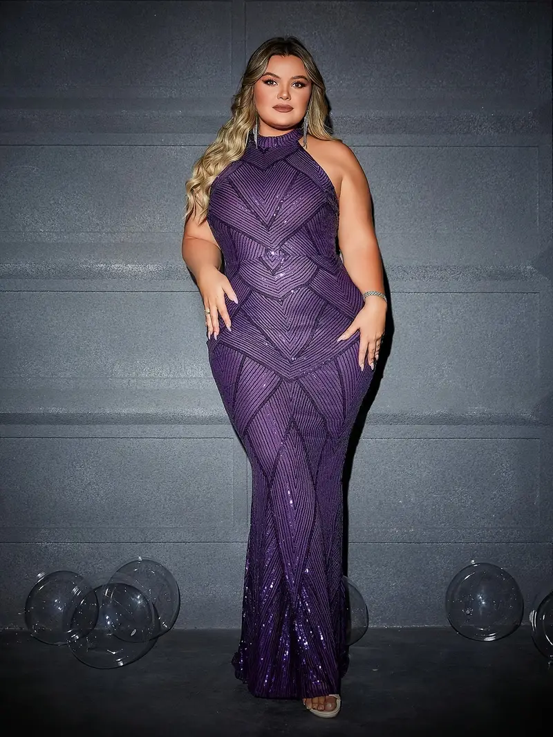plus size purple halter dress Aayomet Plus Size Dresses Womens Summer Casual Solid Halter Neck Button Chiffon Splice A Line Dress,Purple L, Women's, Size: Large